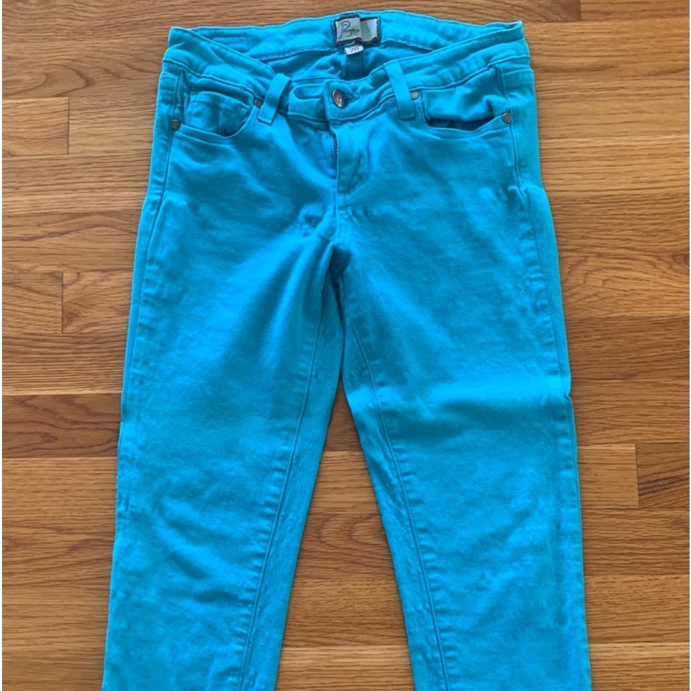 Paige Roxie Capri Womens Junior Girls Turquoise Blue Slim Pants Bottom Size 26